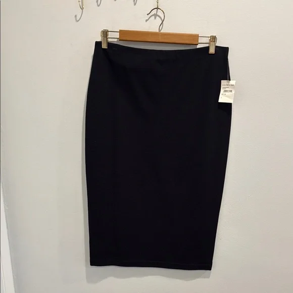 NWT Sanctuary Black Pencil Skirt Large Stretch Elastic Waist Knee Length - Picture 1 of 8